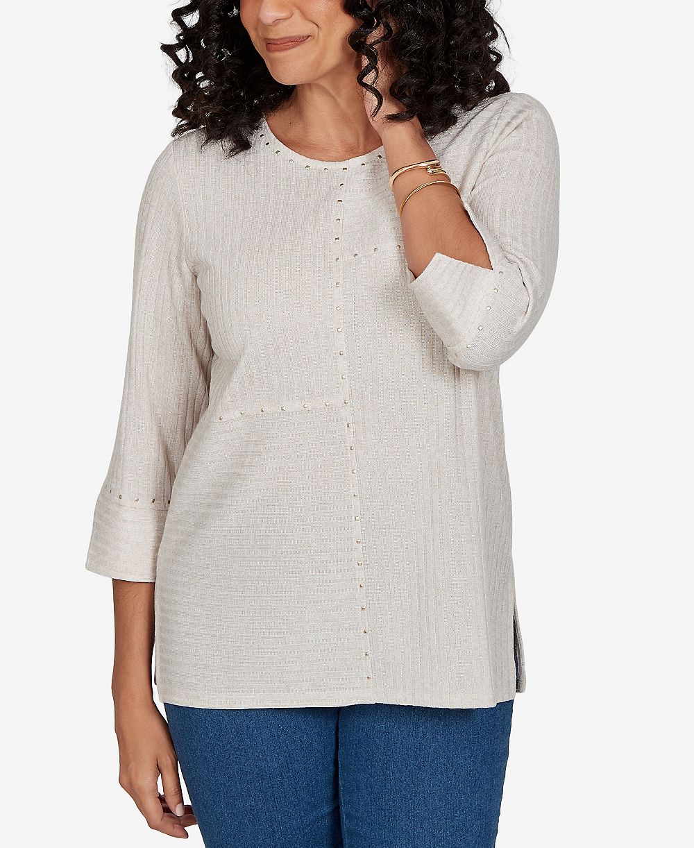 Женский топ Alfred Dunner Spliced Texture Metallic Studded