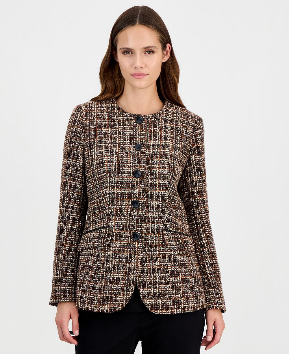 Anne Klein женский блейзер без воротника в клетку