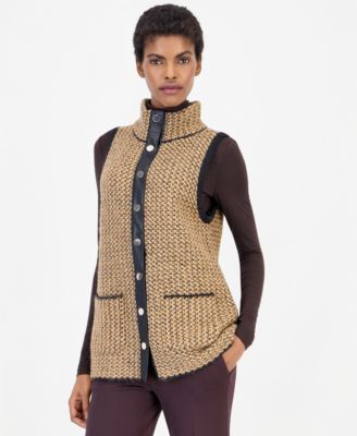 Anne Klein Women's Mock-Neck Sleeveless Bouclé Sweater Vest
