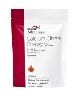 Bariatric Advantage Calcium Citrate Chewy Bites 250 mg with Vitamin D3 - Chewable Supplement for Bariatric Surgery Patients - 60 Count