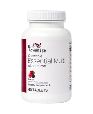 Bariatric Advantage Chewable Essential Multivitamin Without Iron - 200 DV of Key Nutrients - Trace Mineral Support - Multivitamins for - 60 Count