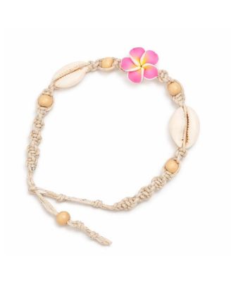 Женский браслет-анклет Rebl Jewelry с бусинами и ракушками в виде цветка