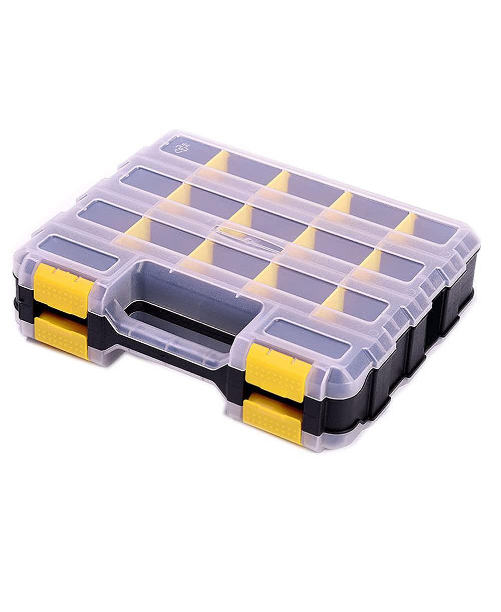XDOVET Double Sided Hardware Storage Box 34 Compartments with Removable Dividers