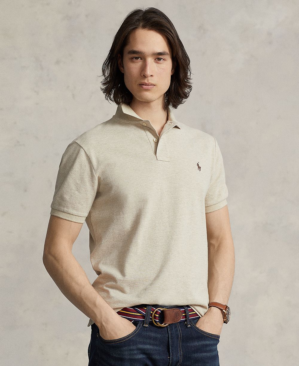 Polo Ralph Lauren Мужская хлопковая рубашка-поло Mesh Slim Fit