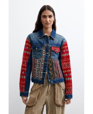 Женская джинсовая куртка Desigual в этническом стиле