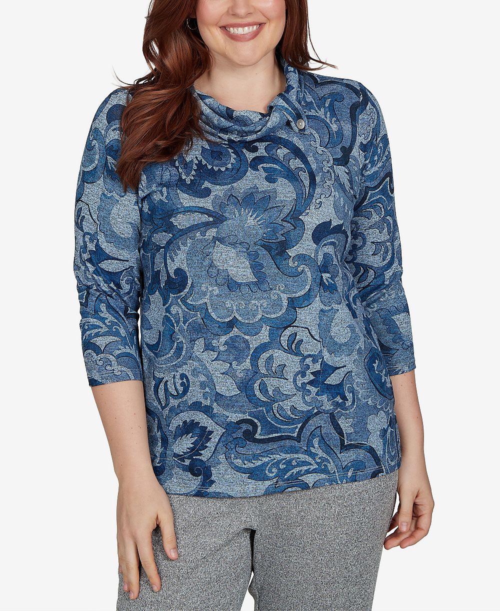Женский топ Alfred Dunner Petite Paisley Scroll Cowl Neck Pocket