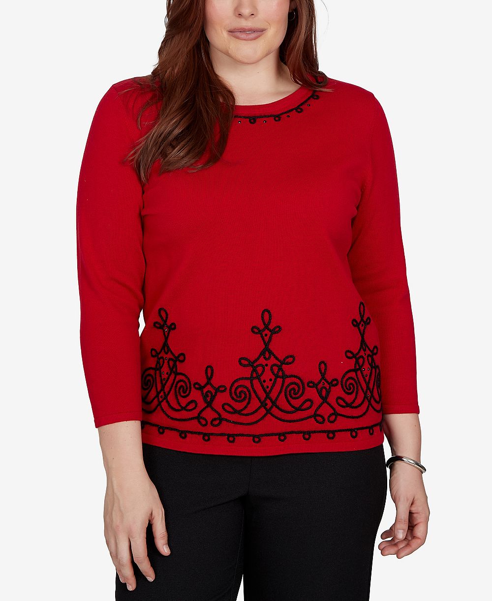 Женский свитер Alfred Dunner Petite Border Scroll Soutache