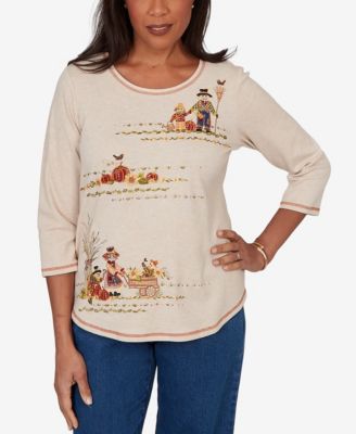 Женский топ Alfred Dunner Petite с вышивкой Scarecrow Family