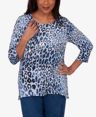 Женский топ Alfred Dunner Petite Animal Printed с ожерельем