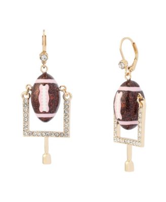 Betsey Johnson Faux-Stone Football Field Goal Drop Earrings