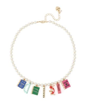 Betsey Johnson Faux-Stone Best In Class School Supplies Charm Imitation Pearl Necklace