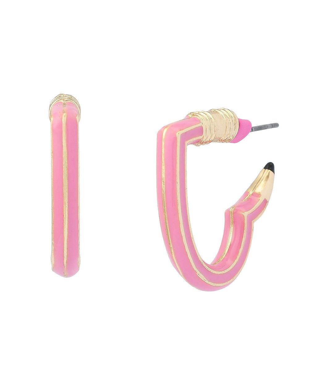 Серьги-кольца Betsey Johnson Pink Best In Class Heart Pencil Huggie