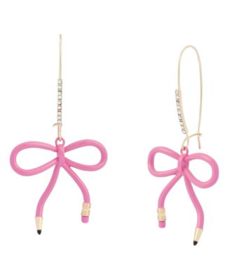 Betsey Johnson Faux-Stone Best In Class Bow Pencil Dangle Earrings