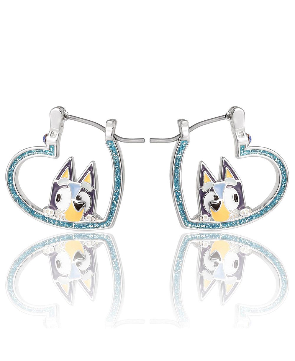 Серьги-кольца Bluey Heart Hoop, серебряное напыление с эмалью