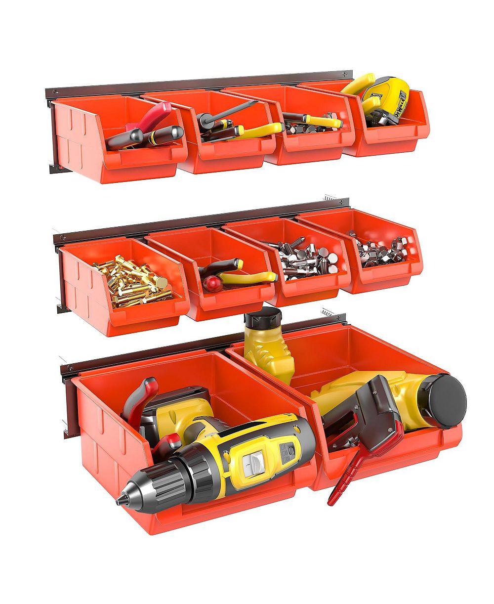 XDOVET Wall Mounted Storage Organizer Small Parts Metal Rails
