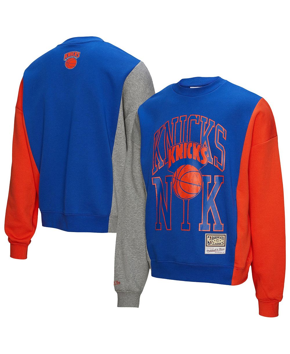 Mitchell & Ness Мужской и Женский свитшот Mitchell & Ness Blue New York Knicks Hardwood Classics Split 3 Pullover