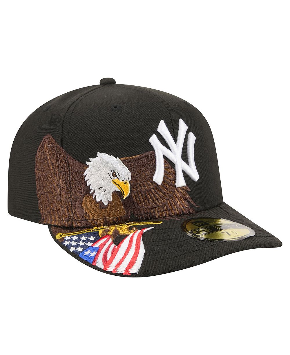 New Era Men's Black New York Yankees Americana Bald Eagle Pre-Curved 59FIFTY Fitted Hat