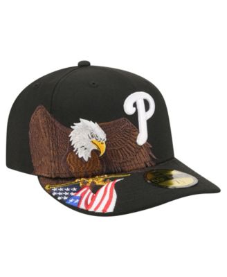 New Era Men's Black Philadelphia Phillies Americana Bald Eagle Pre-Curved 59FIFTY Fitted Hat