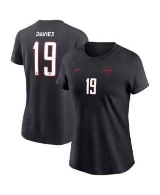 Nike Женская футболка Nike Alphonso Davies Black Canada Soccer Away с именем и номером