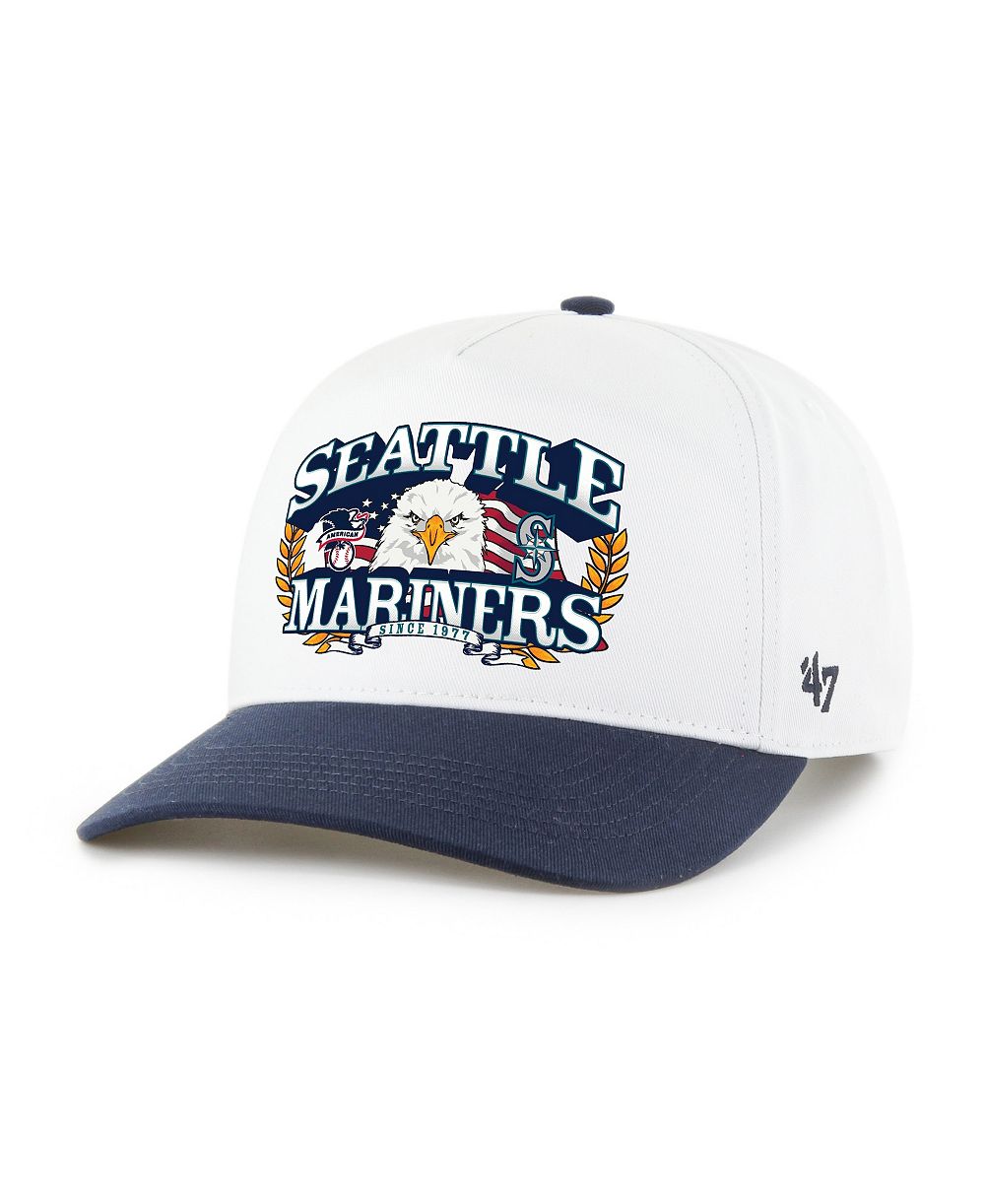 Мужская кепка '47 Brand White/Navy Seattle Mariners Americana Eagle Hitch Adjustable