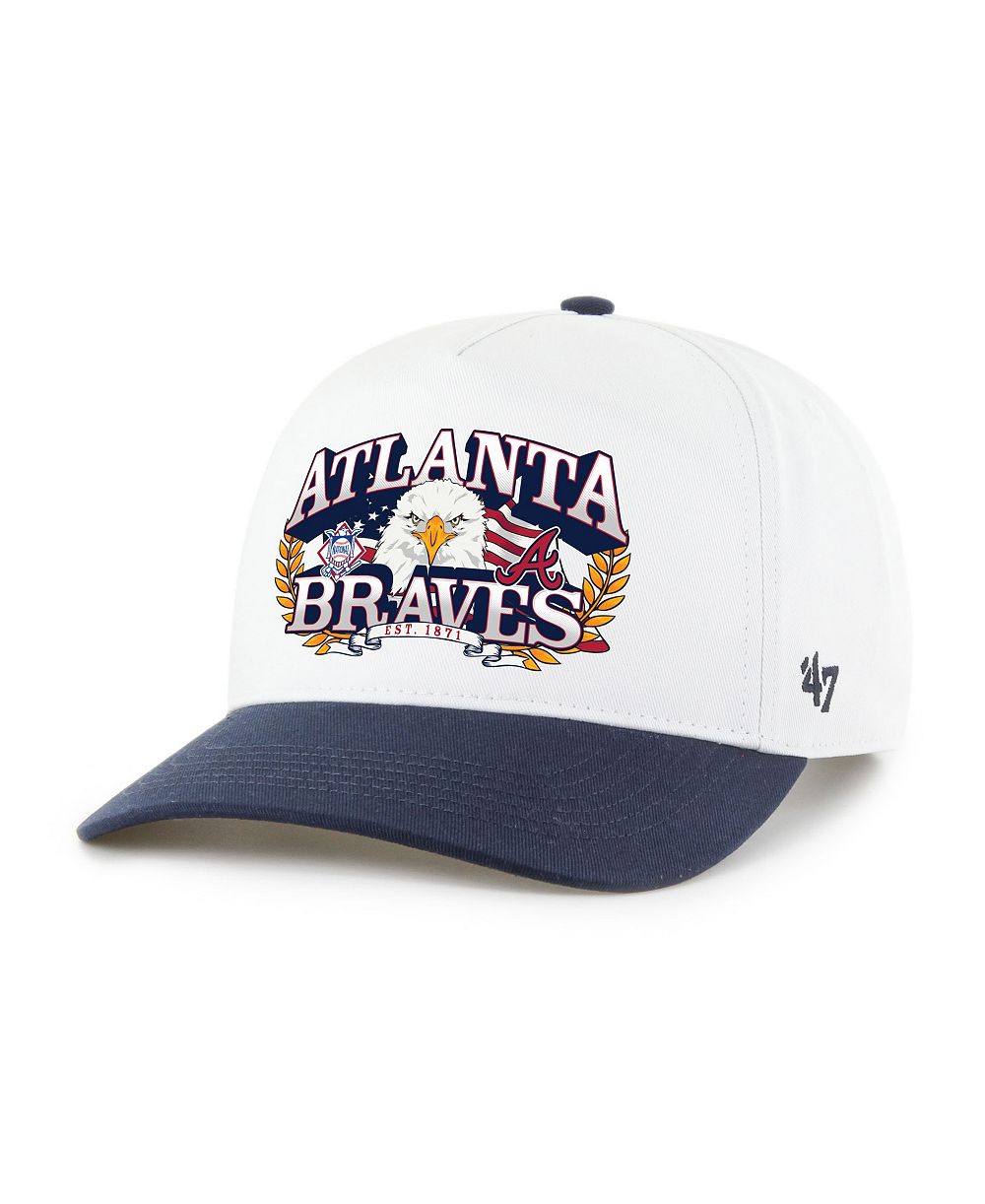 '47 Brand Men's White/Navy Atlanta Braves Americana Eagle Hitch Adjustable Hat