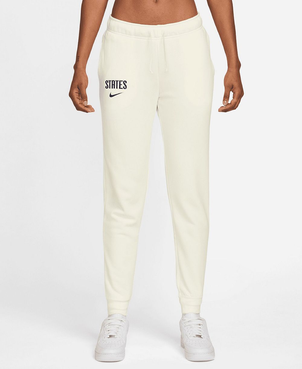 Nike Women's White USMNT Club Fleece Mid-Rise Pants