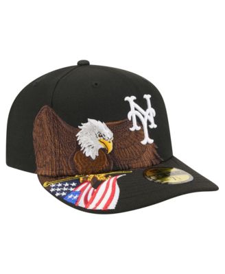 New Era Men's Black New York Mets Americana Bald Eagle Pre-Curved 59FIFTY Fitted Hat