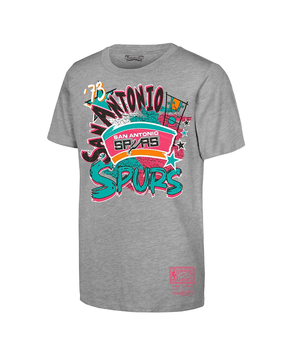 Детская футболка Mitchell & Ness Heather Gray San Antonio Spurs Hardwood Classics Play by Play