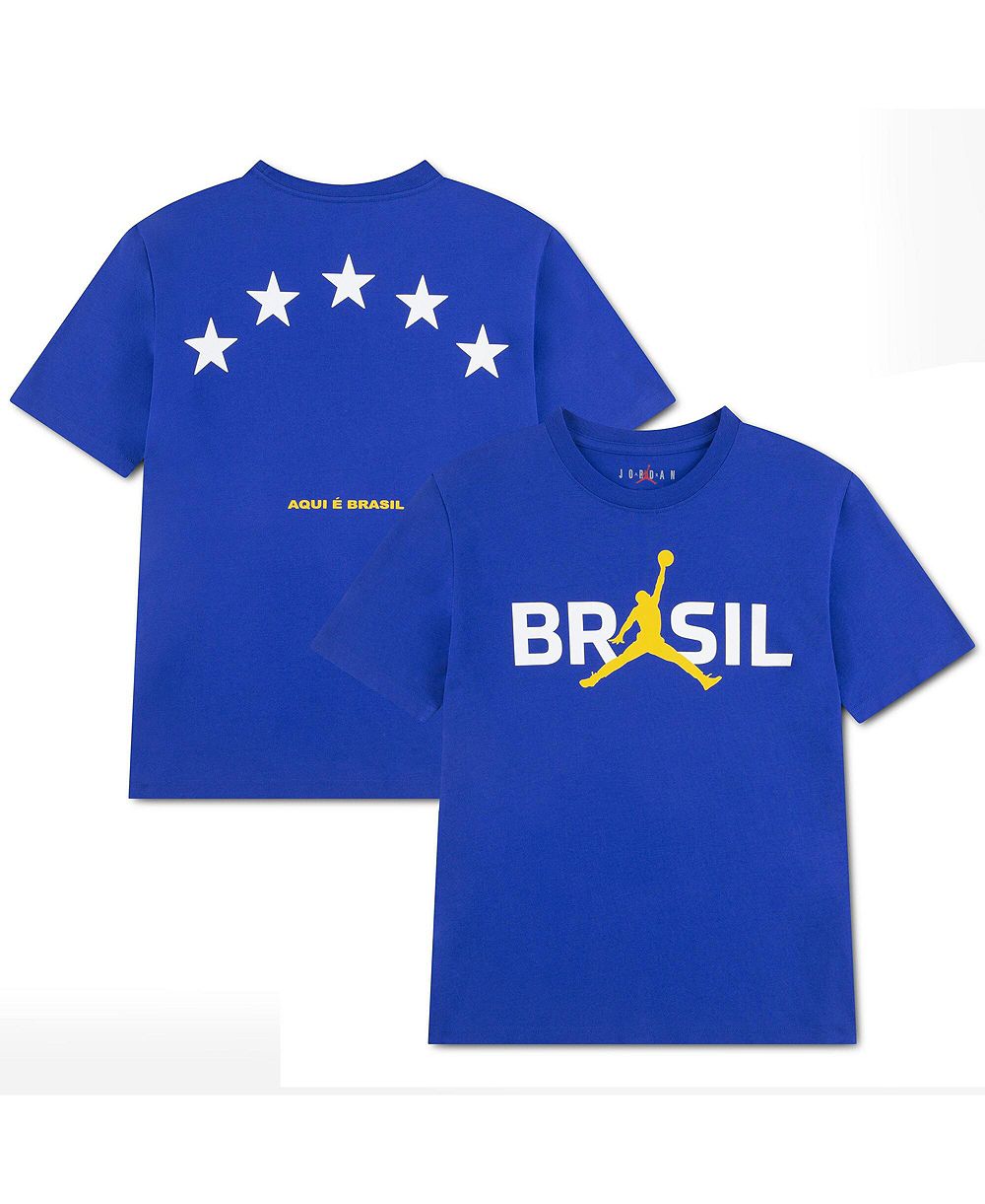 Jordan Big Boys and Girls Royal Brazil National Team 5-Star Logo T-Shirt
