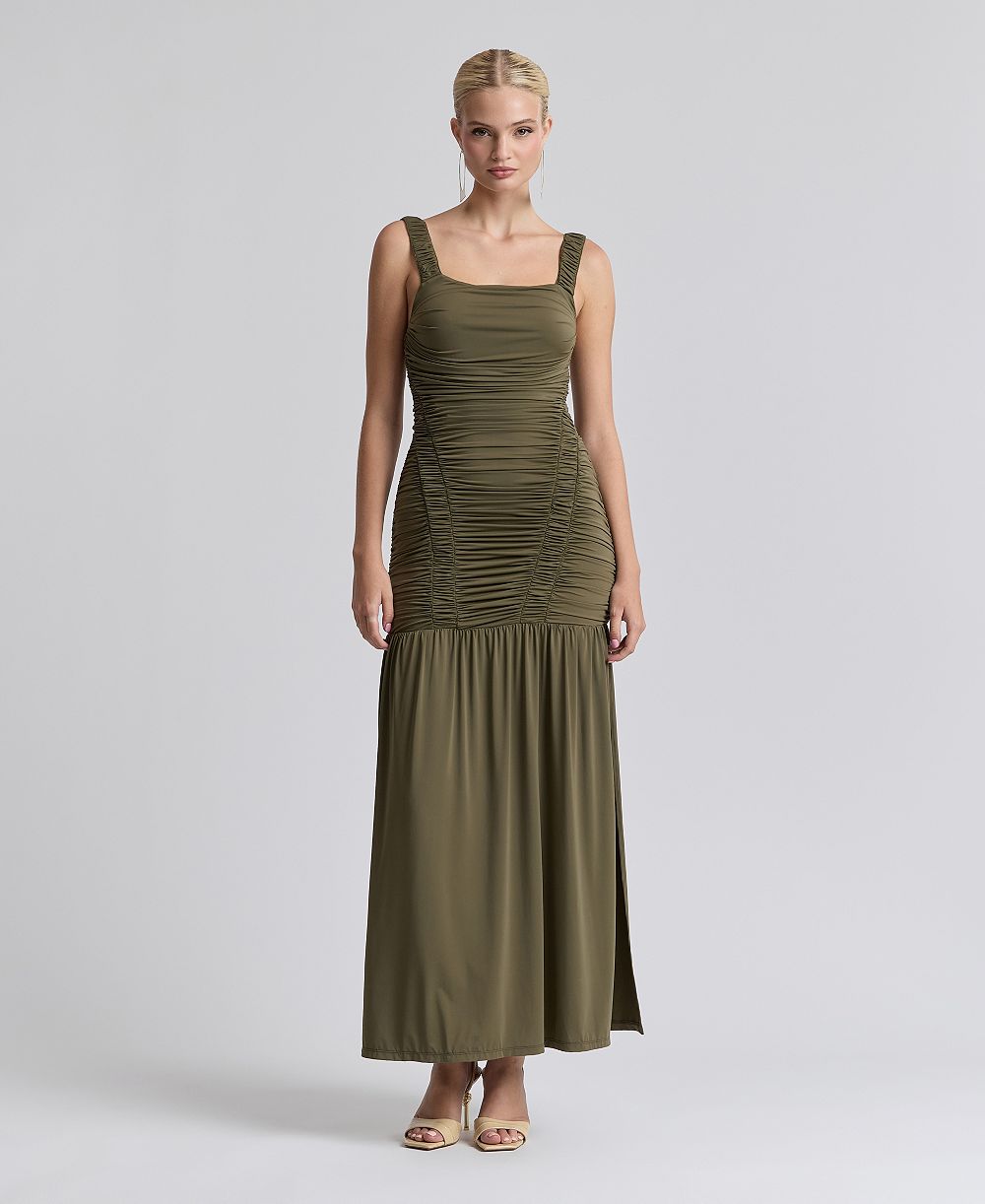 Женское платье Avec Les Filles Shirred Mesh Drop Waist Maxi