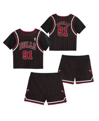 Футболка и шорты Mitchell & Ness Preschool 2-Pack Dennis Rodman Black Chicago Bulls Play by Place