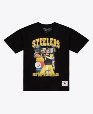 Mitchell & Ness Мужская футболка с фото Бен Роэтельсбергер, Pittsburgh Steelers, черная