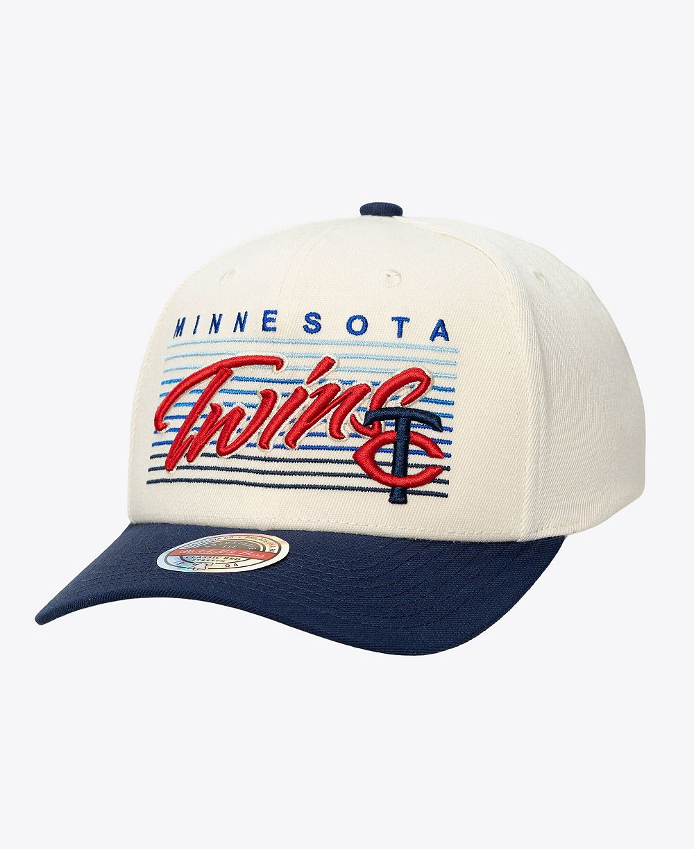 Mitchell & Ness Мужская и Женская кепка snapback Minnesota Twins Retro Lines Cream