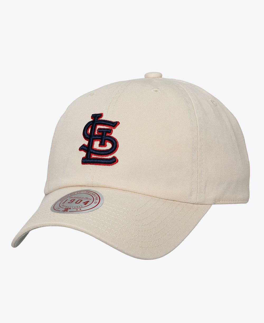 Мужская и женская кепка Mitchell & Ness St. Louis Cardinals Off-Season 1904 Strapback Adjustable Cream