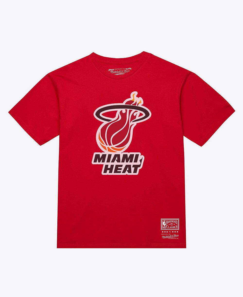 Mitchell & Ness Men's and Women's Red Miami Heat Hardwood Classics Arch T-Shirt