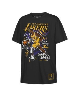 Mitchell & Ness Big Boys and Girls LeBron James Black Los Angeles Lakers Chalked Up Player T-Shirt