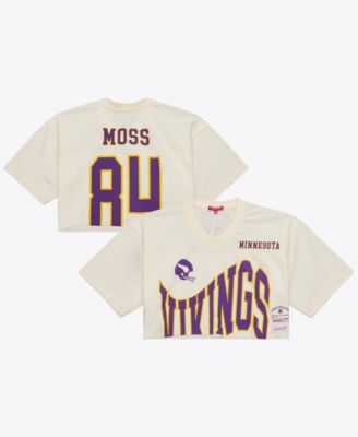 Женская укороченная джерси Mitchell & Ness Randy Moss Cream Minnesota Vikings