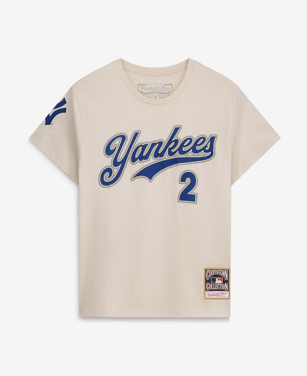 Женская футболка Mitchell & Ness Cream New York Yankees Derek Jeter Cooperstown Name & Number Throwback