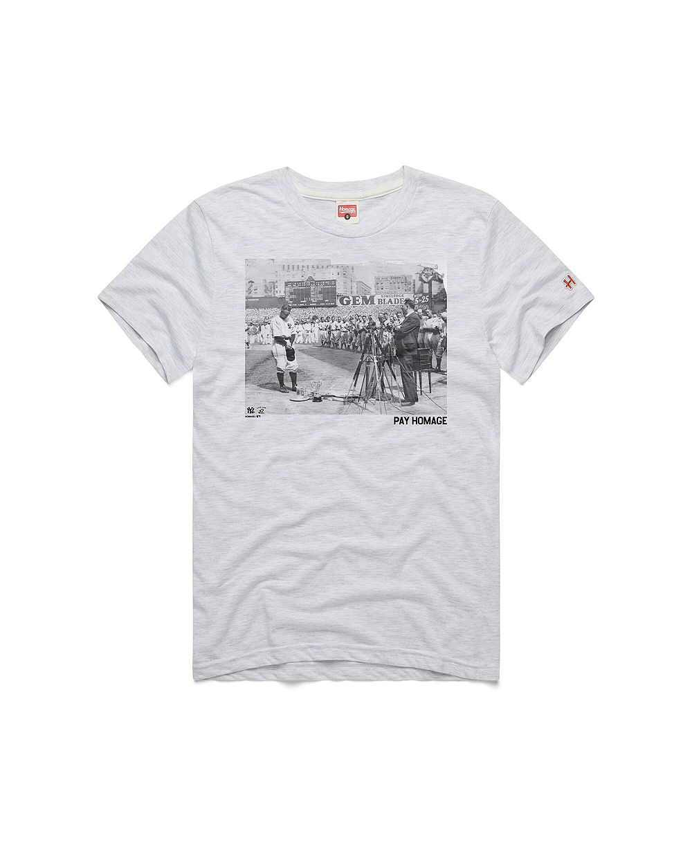 Homage Men's Lou Gehrig Ash New York Yankees Cooperstown Collection Pay Tri-Blend T-Shirt