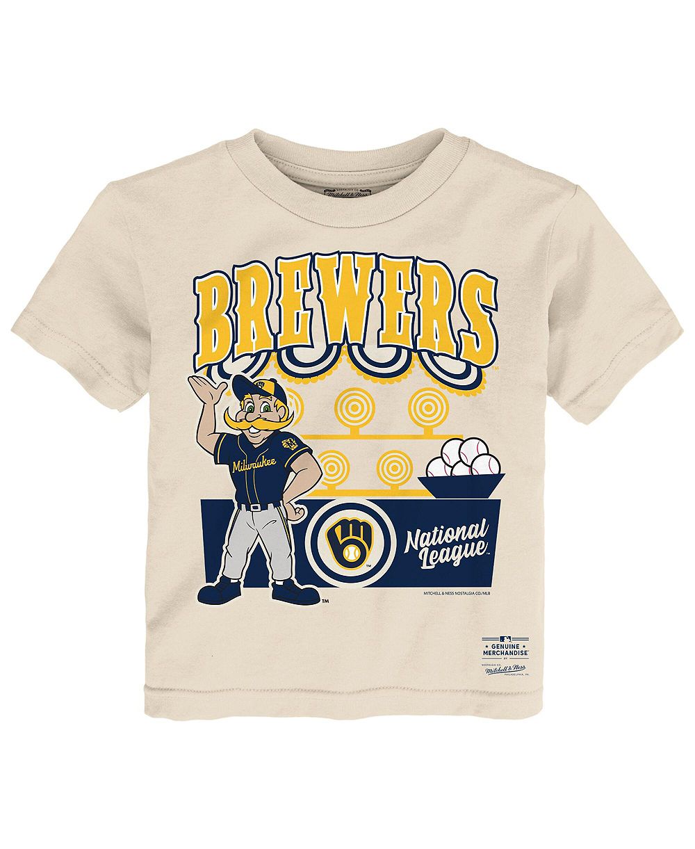 Детская футболка Mitchell & Ness Cream Milwaukee Brewers Step Back Up