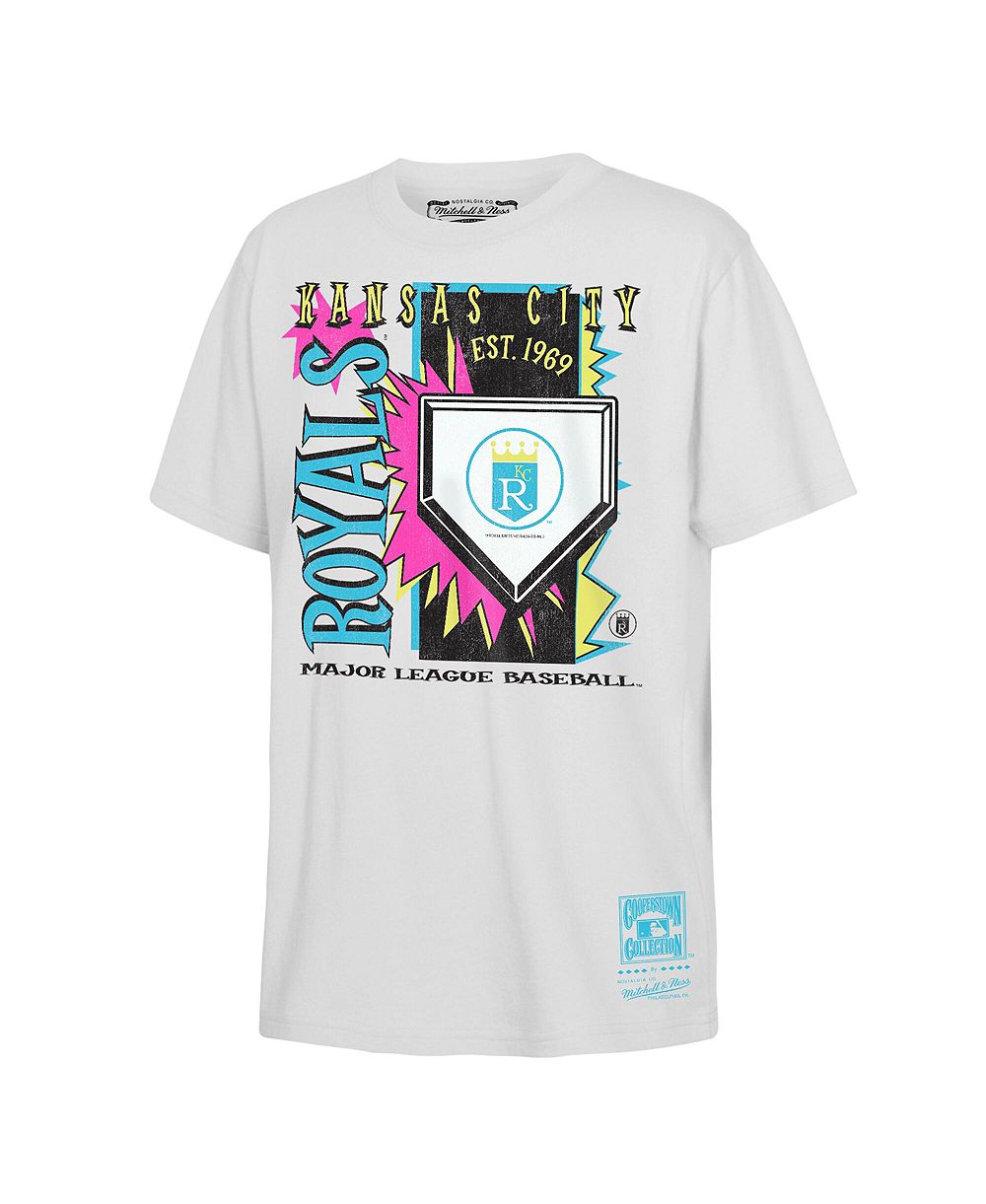 Mitchell & Ness Футболка для мальчиков и девочек White Kansas City Royals Cooperstown Neon Field Shock