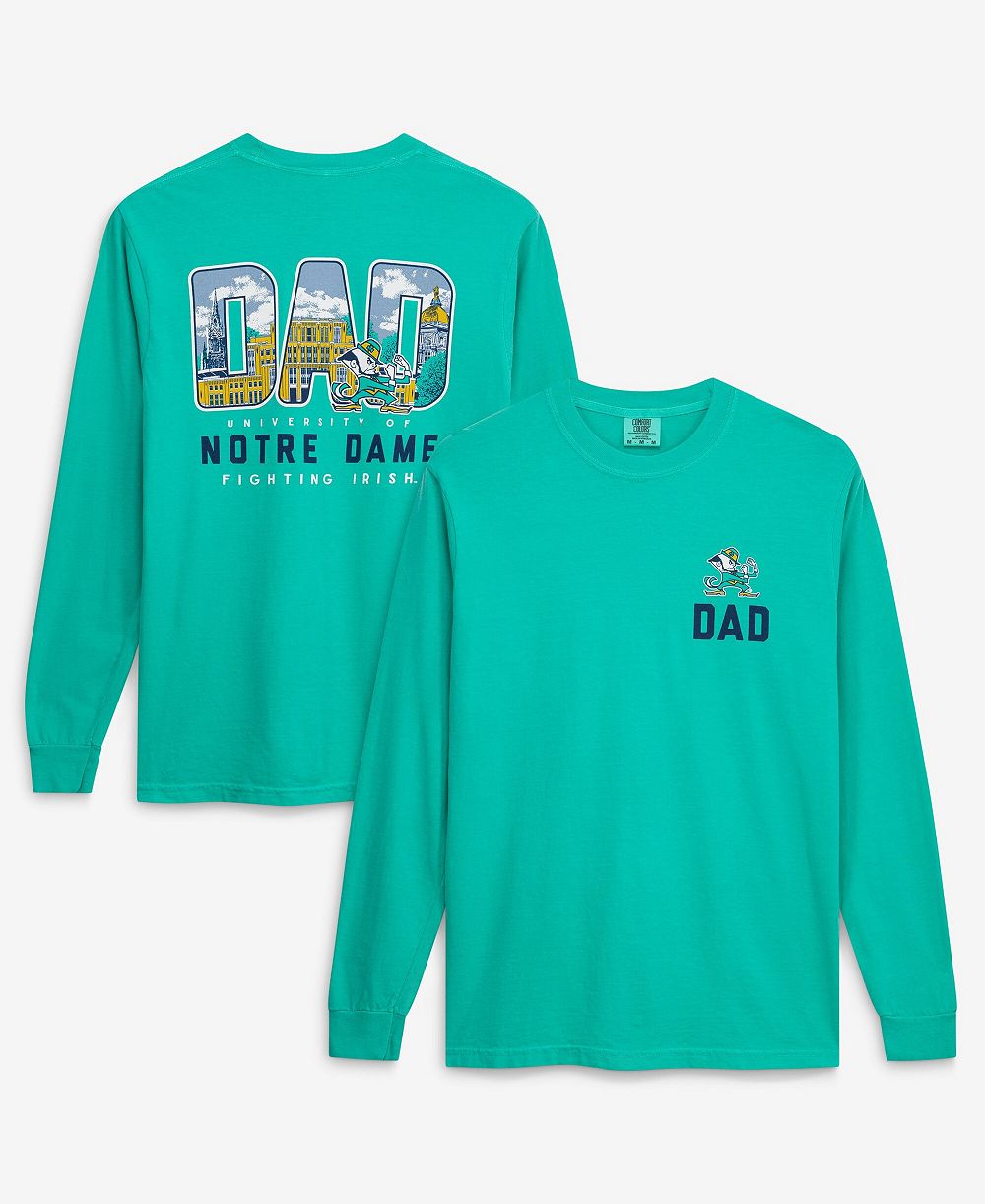 Image One Men's Green Notre Dame Fighting Irish Father's Day Campus Drawing Long Sleeve T-Shirt