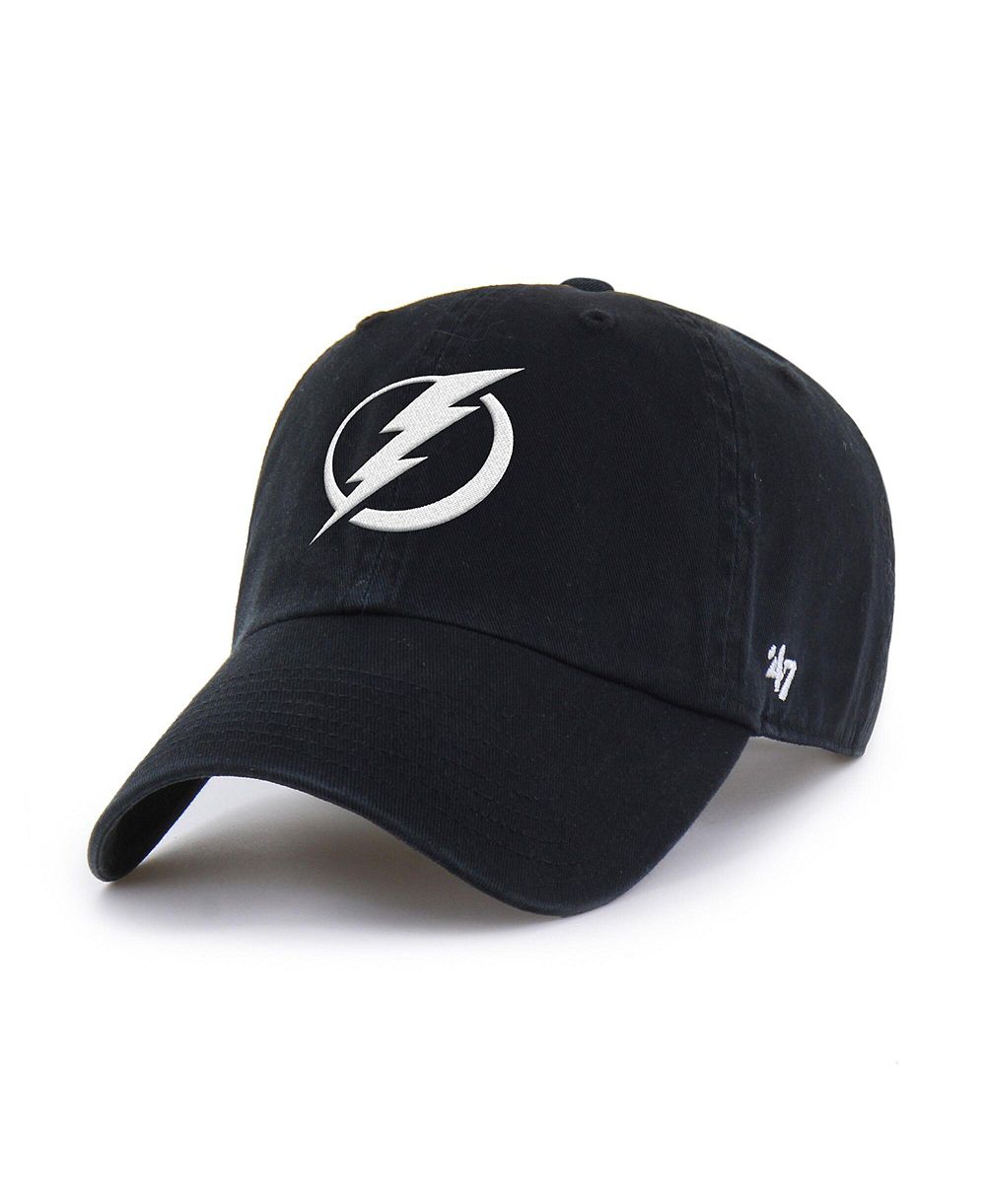 '47 Brand Men's Black Tampa Bay Lightning Logo Clean Up Adjustable Hat