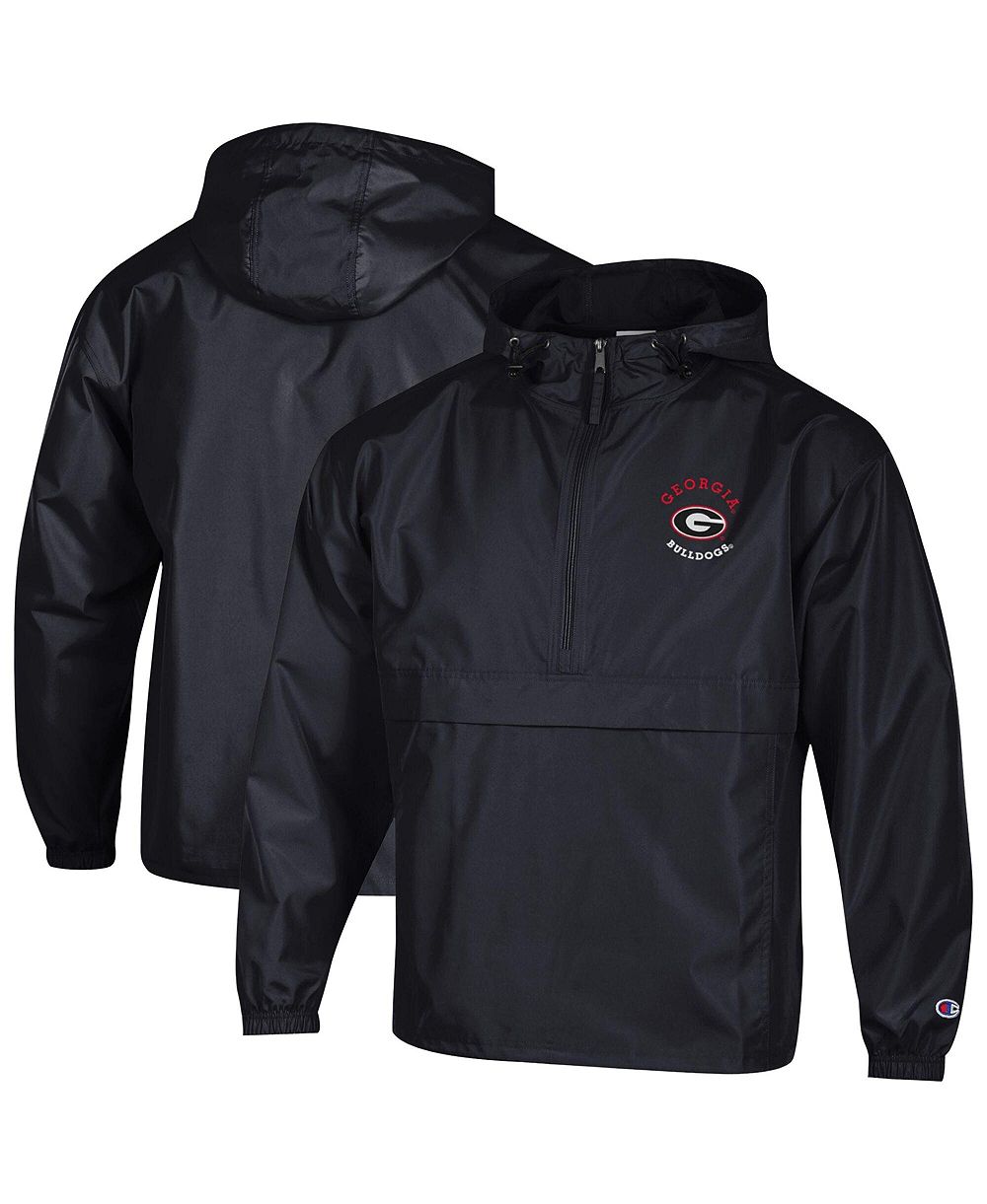 Мужская ветровка Champion Black Georgia Bulldogs Packable Hooded Half-Zip