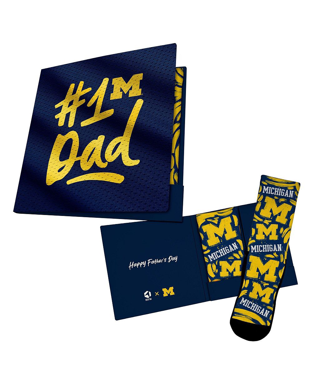 Rock Em Socks Men's and Women's Navy Michigan Wolverines #1 Dad Gift Card Socks