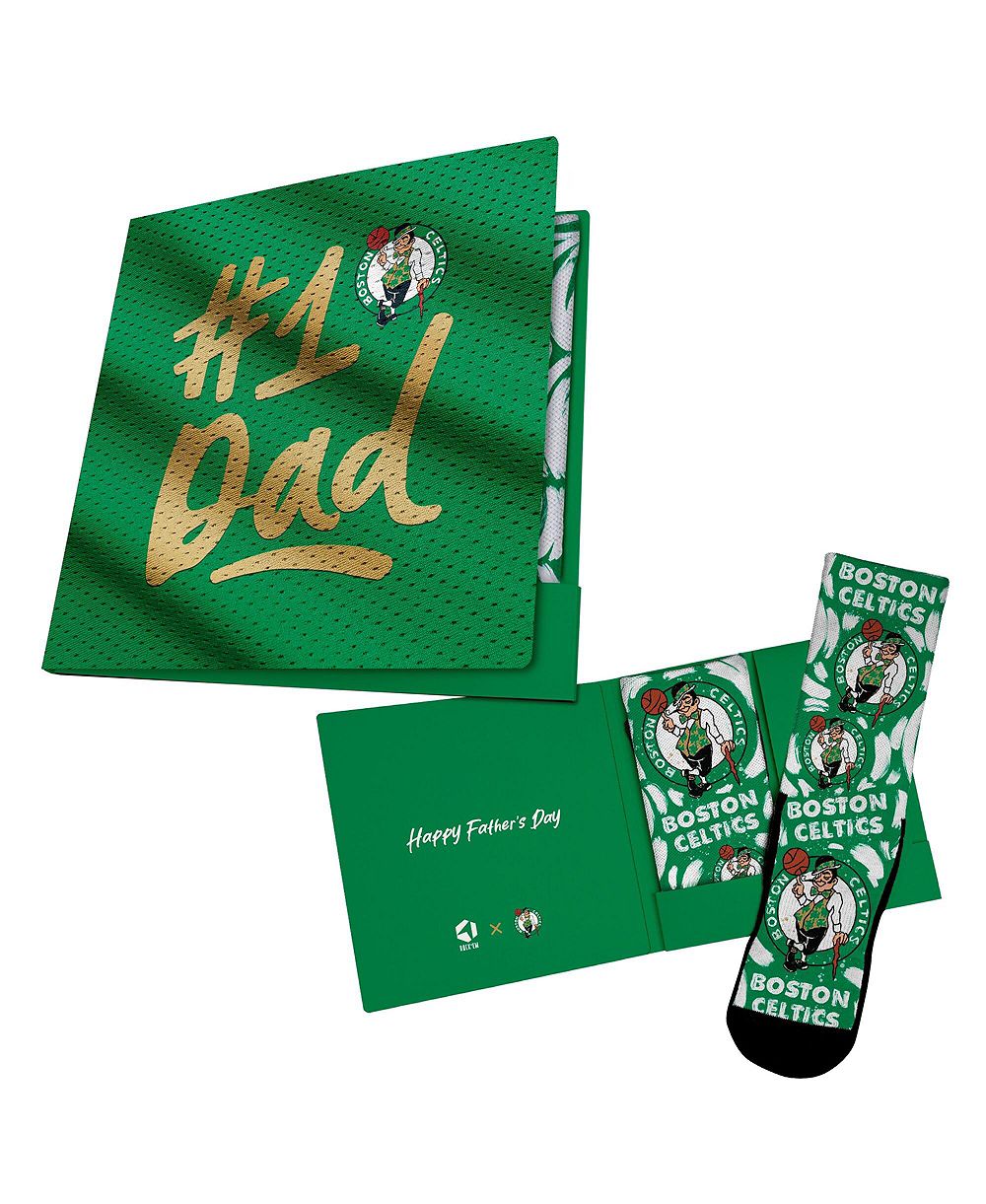Rock Em Socks Men's and Women's Kelly Green Boston Celtics #1 Dad Gift Card Socks
