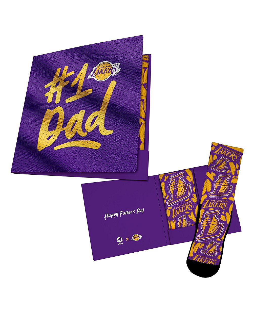 Мужская и женская носки Rock Em Socks Purple Los Angeles Lakers #1 Dad Gift Card
