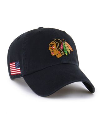 Мужская и женская регулируемая кепка '47 Brand Black Chicago Blackhawks Heritage Flag Clean Up