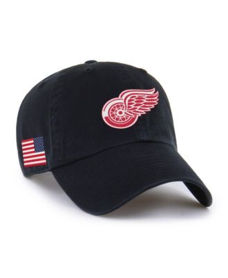 Мужская и женская кепка '47 Brand Black Detroit Red Wings Heritage Flag Clean Up Adjustable