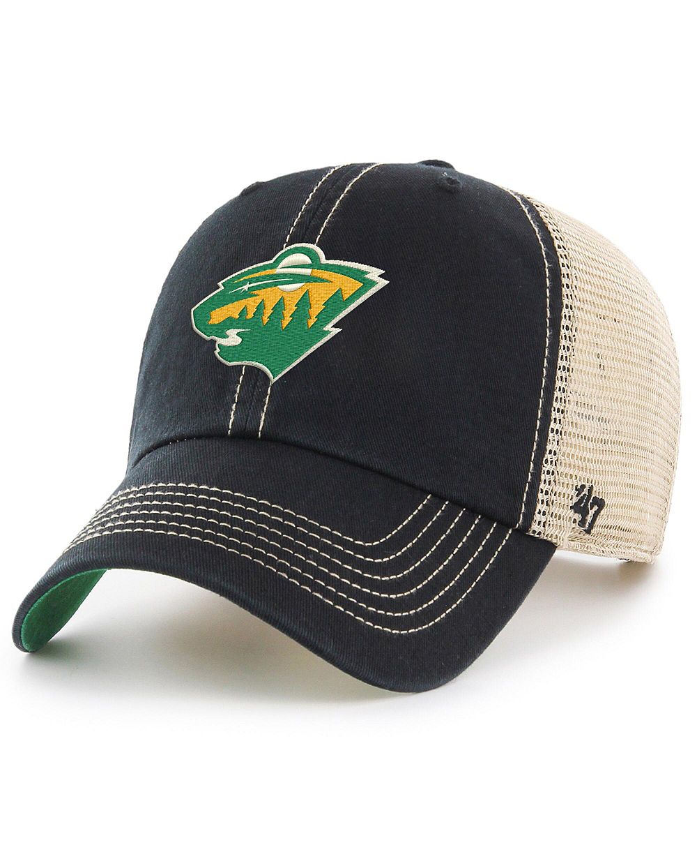 '47 Brand Men's Black/Natural Minnesota Wild Trawler Alternate Clean Up Trucker Adjustable Hat